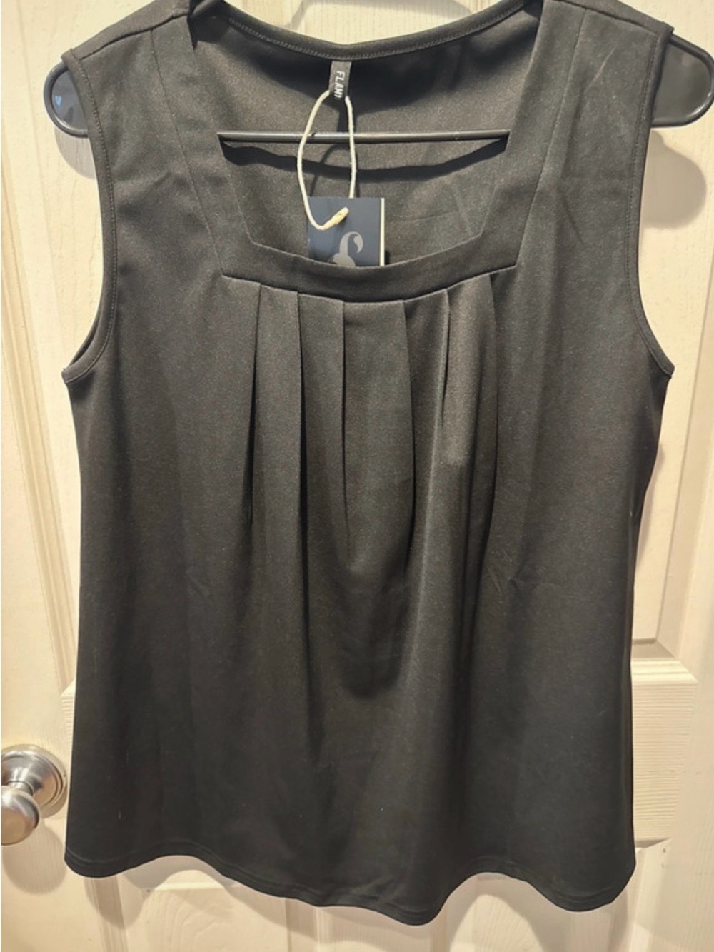 Sleeveless Black Pleated Front Tank Top